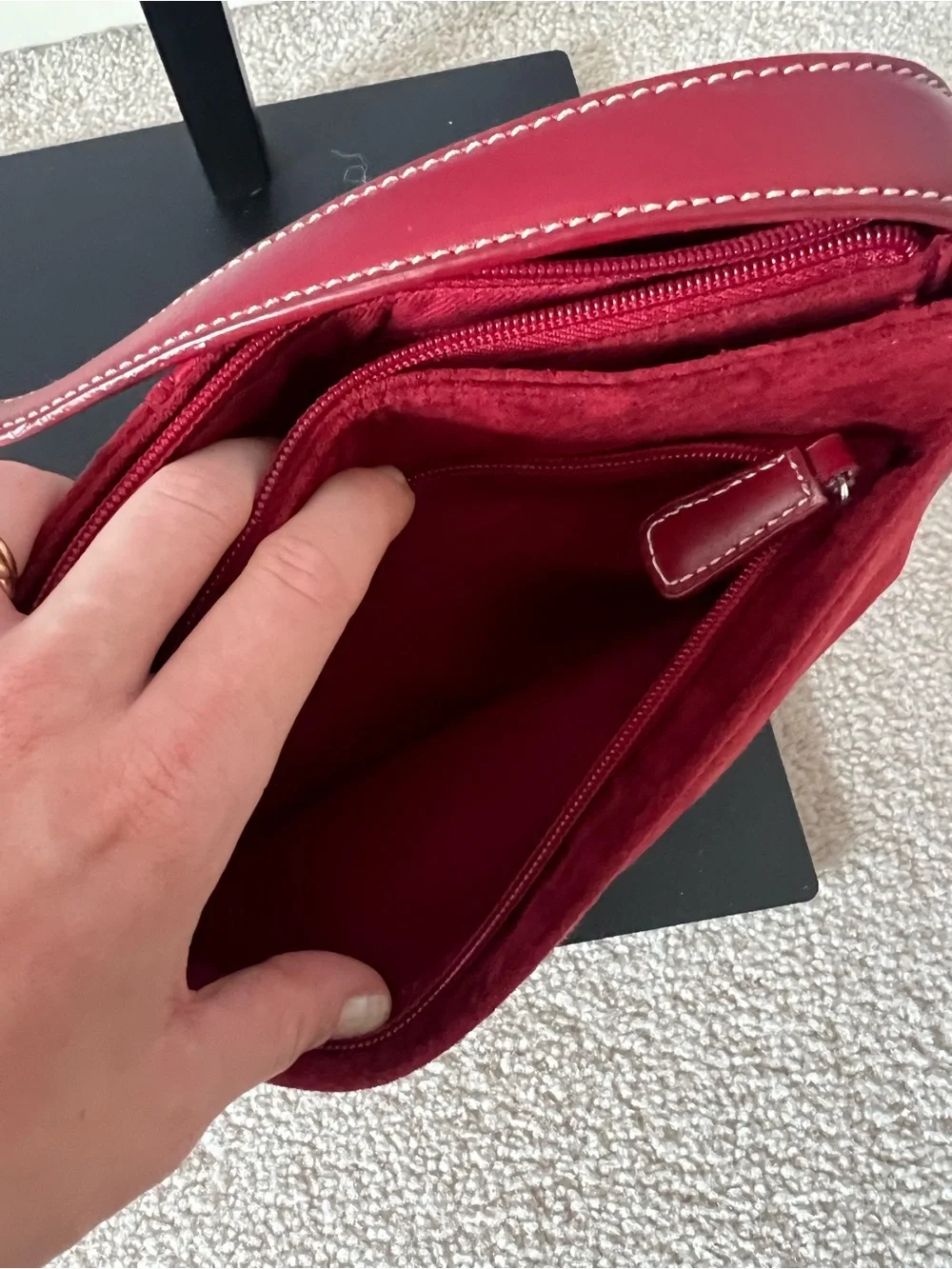 Nine & Company Red Suede Shoulder Bag - Picture 9 of 9